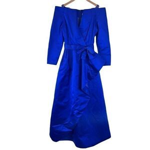 Scaasi Boutique Formal Full Length Gown Off the Shoulder Vintage Satin